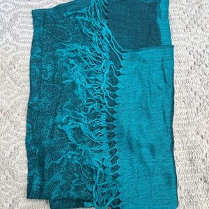 Elegant Teal Scarf with Fringe